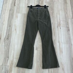 Olive Green Corduroy Flare Pants